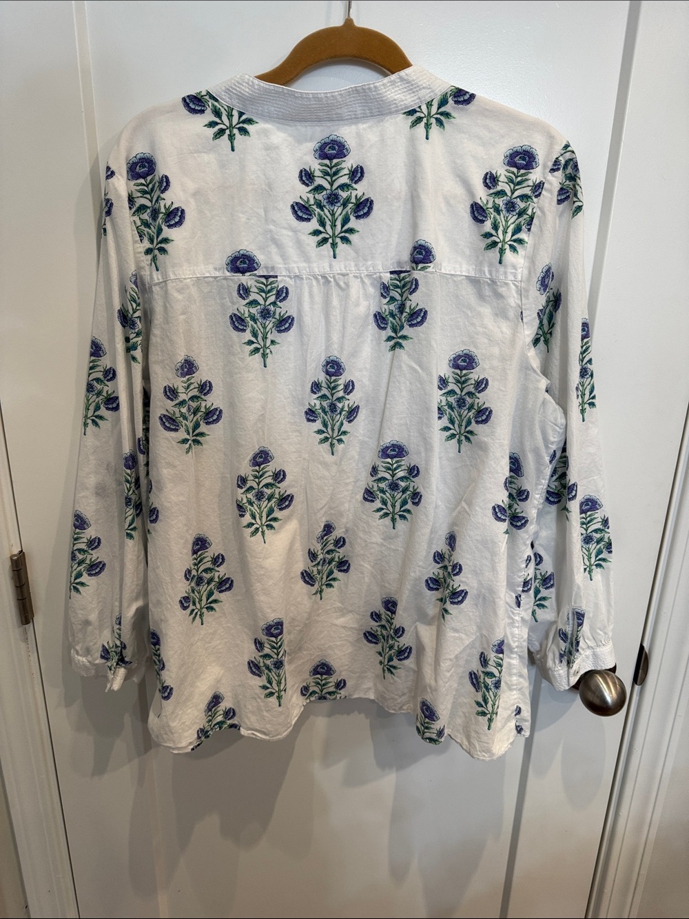 Talbots White Shirt with Blue and Green Floral Print - Picture 3 of 4
